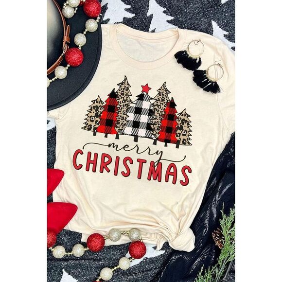 Azura Exchange  Christmas Plaid Leopard Graphic Tee - Picture 2 of 6